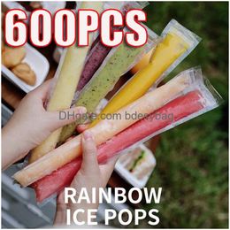 Other Drinkware Disposable Ice Popsicle Mould Bags Bpa Zer Tubes With Zip Seals Yoghourt Stick Juice Fruit Smoothies Candy Pops Drop Del Otb5M