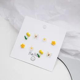 Stud Earrings Fashion Cute Mini Tulips Butterfly Earring Set Simple Style Small Flower Ear Jewellery Party Gifts For Women Girls