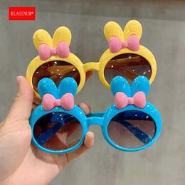 Sunglasses KLASSNUM Kids Easter Glasses Cartoon Rabbit Ears Bow Decoration Sunglasses Baby Cute Photography Sun Glasses Pink 2024 New In Y240523