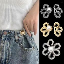 Belts Reusable Metal Buttons Pearl Flower Snap Fastener Pants Pin Retractable Button Sewing-on Buckles For Jeans Fit Reduce Waist H8F6