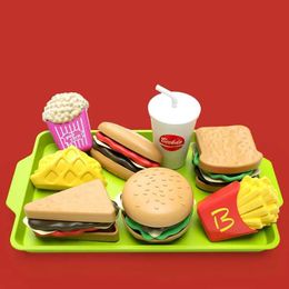 Kitchens Play Food Kitchens Play Food Simulation game set mini hamburgers French fries kitchen model cartoon fast food toys childrens educational gifts WX5.21