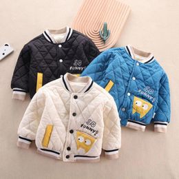Down Coat Cartoon Warm Kids Cotton For Autumn Winter Fashion Long-Sleeved Cardigan Letter Color Contrast Children's Baseball Clothing