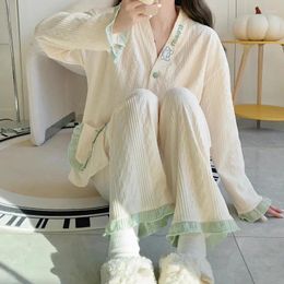 Work Dresses Nightgown Woman 2024 Spring Autumn Cotton Thin Salt Department Students Cute Embroidery Network Red Home Dress Set Female