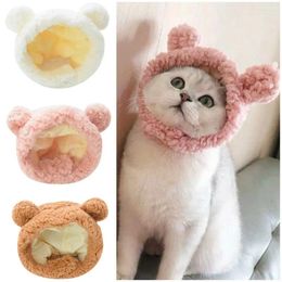 Dog Apparel Cat Hat Soft Cute Short Plush Bear Headgear Small Puppy Cap Comfortable Cosplay Costume Pet Accessories