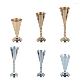 Candle Holders 10 PCS/ Lot Metal Vases Gold / Silver Table Vase Wedding Centrepiece Event Road Lead Flower Rack Pot For Home Decoration