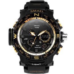 Fantastic Outdoor Dual Display 50m Waterproof Teenage Watch Tide Male Fashion SMAEL LED Electronic Watch Multi-function 1531 309h