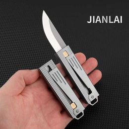 Camping Hunting Knives New Mini D2 Blade Aluminium Alloy Handle Knife Gravity Lock Outdoor Portable Open Box Self Defence New Small Knife Q240522