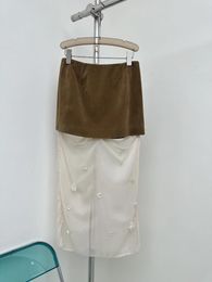 Skirts Spring And Summer Patchwork Half Skirt Pure Hand-nailed Beads Super Delicate
