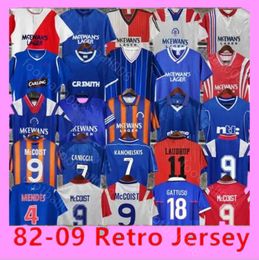 GASCOIGNE Custom Glasgow Rangers Retro soccer jerseys 1982 1984 82 83 84 86 87 92 93 94 96 97 99 02 03 MCCOIST ALBERTZ LAUDRUP Classic vintage jersey men's football shirt