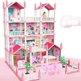 Doll House Accessories Children Montessori House 3d Assembled Doll Castle Diy Manual Doll House Villa Princess Castle Girls Toy Birthday Gift Toy Hous Q240522