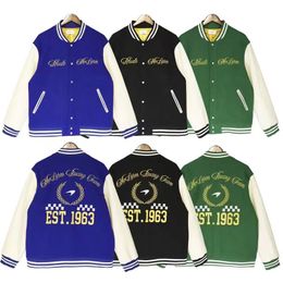 Rhude mens varsity jacket y2k American Vintage Baseball Letterman Jacket jacket Womens Embroidered Print High Street Coat available in a variety of styles