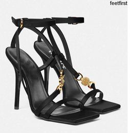 Excellent Women Gianni Ribbon Cage Sandals Shoes Satin Crystal Strappy Pumps Party Wedding High Heeled Lady Slingback EU35-40