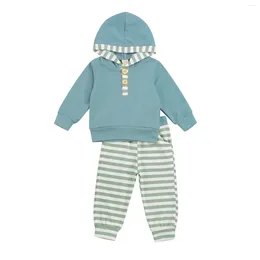 Clothing Sets OPPERIAYA 2Pcs Born Striped Autumn Cotton Outfits Toddler Kids Colour Block Long Sleeve Hoodie Trousers With Bowknot Pockets