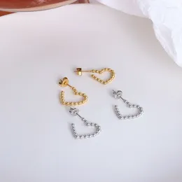 Stud Earrings INS Irregular Heart-Shaped Geometric 316L Stainless Steel Beaded Hoops For Women Girl Fashion Jewellery Gift