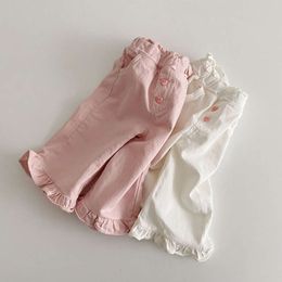 2024 Frühling Neue Kinder Lose Hosen Baby Mädchen Süßes Spitzenweitbein Kleinkind Mode vielseitige Freizeithose Kinder Kleidung L2405