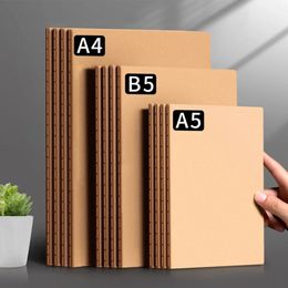 A5 Notebook Lined Planner Notepad Kraft Paper Grid Sketchbook Portable Blank Simple Daily Diary Book School Supplies 240515