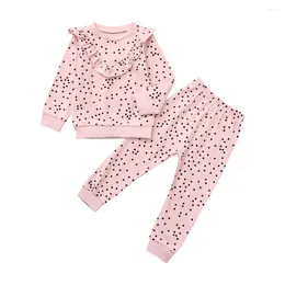 Clothing Sets Toddler Kids Baby Girl Polka Dot Ruffled T Shirt Tops Pants Clothes Outfits Set Juniors For Teen Girls