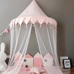 Kids Teepee Tents Children Play House Castle Cotton Foldable Tent Canopy Bed Curtain Baby Crib Netting Girls Boy Room Decoration 240522