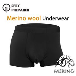 100% Merino Wool Boxer Briefs Men Underwear Base Layer Brief Underpants Soft Moisture Breathable Comfy 240523