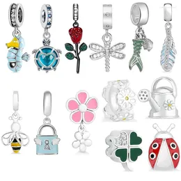 Loose Gemstones 925 Sterling Silver Flower Dragonfly Ocean Pendant Bead Charms Fit Original Bracelet For Women DIY Jewellery Trinket