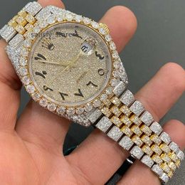 Luxury rappers stainless steel hip hop moissanite diamond mens watch with custom arabic dials with vvs clarity diamonds