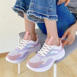 Casual Shoes 2024 For Fashion Women Spring Summer Flat Sneakers Lace-up Light Bottom Breathable Female Vulcanize