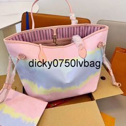 Lvity designer bag LouiseViution Lvse 2pcs Viton Tote Shopping Designer Bag Gradient Bags Women Clutch Handbag Flower Printed Fashion Purse Wallet High Quality Pur