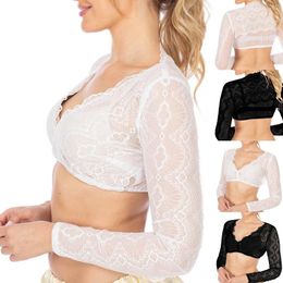 Bras Underwear Women Long Sleeve Nightclub Tops Ladies White And Black Floral Lace Sexy Lingeries Low Cut Vest For Oktoberfest