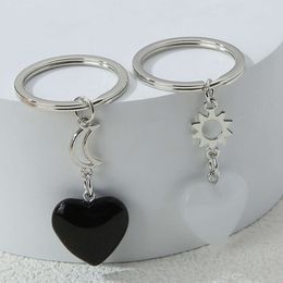 Romantic Crystal Hearts Keychains Couple Love Key Rings For Women Men Lovers Gift Handbag Decorations Handmade Jewelry
