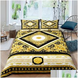 Bedding Sets Luxury Baroque Modern Art 3D Golden Lion Animal Linen Set Duvet Er 23 Pcs Single Double Microfiber 221117 Drop Delivery Dh7Ts