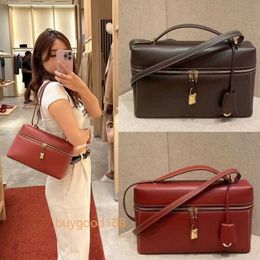 Lare Bag Lunch Box Bag Women Autumn and Winter New Cowhide Box Lunch Box Bag Casual Large Capacity Handheld One Shoulder Oblique Straddle Bride Bag