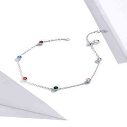 21 5cm anklet 925 Sterling Silver Romantic Small round zircon Charm Anklet For Women S925 Ankle Bracelet Adjustable Length 211018 218A