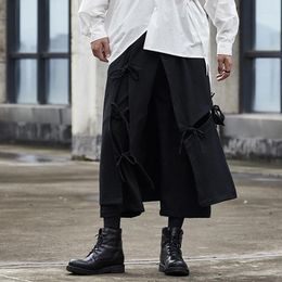 Men's Pants Nine Minute Trousers Spring/summer Yamamoto Fashion Men Loose Wide Leg False Two Low Crotch Culottes