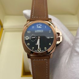 High Quality Top Brand PANERXX LUMINO Series Mens Watch Brown Leather Strap Sapphire Mirror Designer Movement Fully Automatic Mechanical Watch