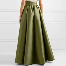 Skirts Women High Waist Skirt Flared A-line Elegant Vintage Satin Maxi With Pockets For Floor Autumn