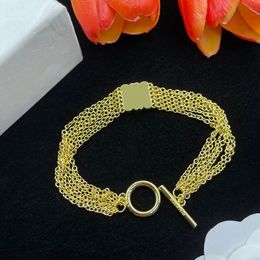 Luxury Charm Armband Ladies Brand Multi-Chain Design Armband Girls Present Engagement Party Gold Silver Jewelry With Box