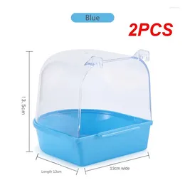 Other Bird Supplies 2PCS Hanging Cockatiel Bath Cube Parrots Bathtub Shower Box Cage Accessory For Little Canary Budgerigar