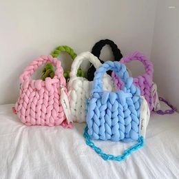 Evening Bags Chunky Knit Cloud Handbag For Women Handmade Female Crochet Tote Shoulder Crossbody Candy Color Shopper Cute Purses 2024