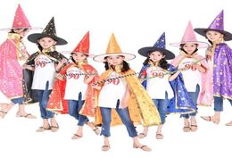 Halloween Cloak Cap for Festival Fancy Dress Children Costumes Witch Wizard Gown Robe and Hats Costume Cape Kids2759539