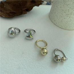 Cluster Rings 2024 Trendy Minimalist Geometric Water Drop Round Ball Awl Gold Silver Colour Metal For Women Girls Jewellery Gifts Whole