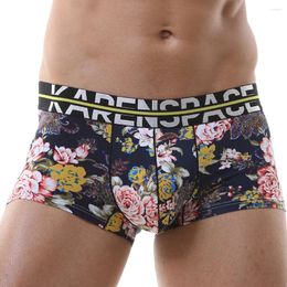 Underpants Men Soft Ice Silk Breathable Printed Low Rise Underwear Boxers Shorts Briefs Panties Male Boxer