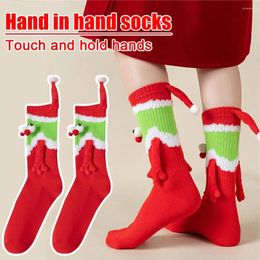 Women Socks 2024 Christmas Hand In Cute Fun Couple Holding Cotton Drop And Autumn Winter S0t5