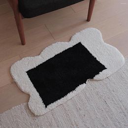 Carpets Geometric Tufting Black White Carpet For Living Room Soft Fluffy Bath Mat Rug Bedroom Floor Pad Doormat Aesthetic Home Decor