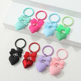 Lovely Acrylic Keychains Colorful Plastic Hearts Bow Key Ring For Women Girl Friendship Gift Handbag Decoration Handmade Jewelry