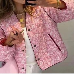 Women's Vests Quilted Patchwork Jackets Women Print Coat Reversible Long Sleeve Single Breasted Autumn Vintage Streetwear