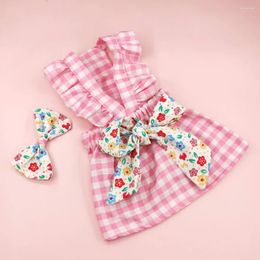 Dog Apparel Pink Plaid Fancy Dress Puppy Summer Clothes For Small Dogs Cats Bow Skirt Clothing Christmas Chihuahua