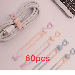 60PCS UMUST Silicone Cable Ties,Cord Ties,Cable Straps,Reusable Cable Organizer,Travel Cord Organiser ,Wire Organiser Ties Multicolor