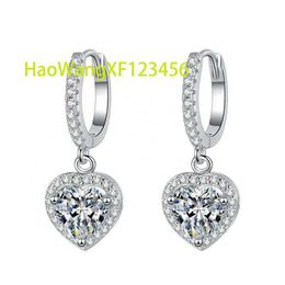 S925 Sterling Silberohrringe Moissanitohrringe herzförmiger Diamant einfacher Modeschmuck