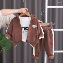 Clothing Sets Baby Boy Luxury Clothes Set 2024 Spring Korean Casual Wave Letter Print Coats T-shirts Pants Kids Girls And Boys Sport Suit