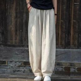 Women's Pants Loose Fitting Chinese Literature And Art Vintage Cotton Lantern Trousers Sandwashed Sitting Zen